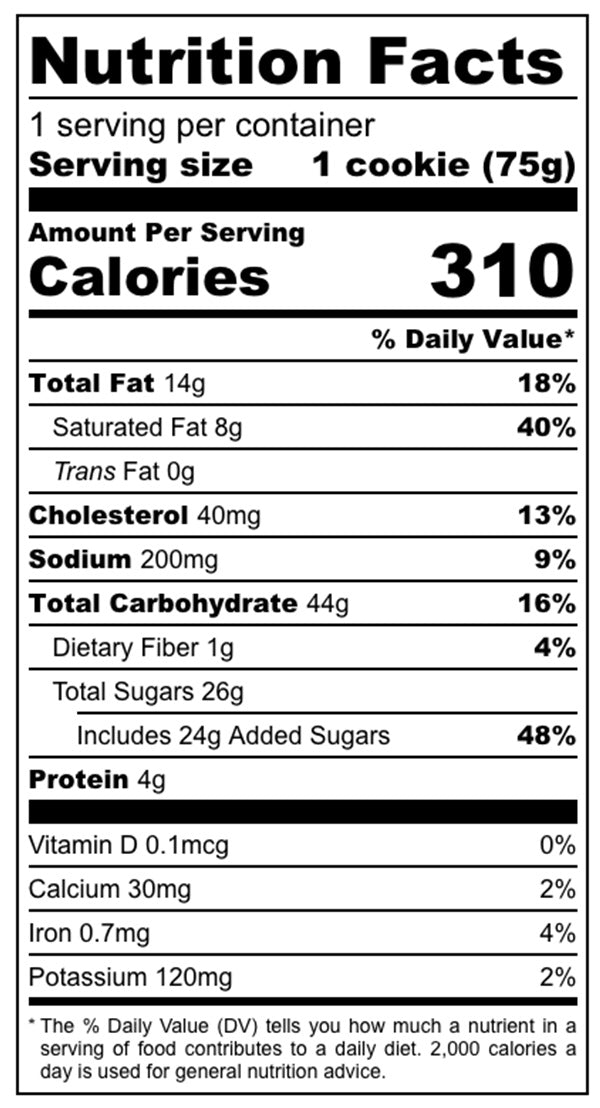 Nutrition facts Beni's Banana Crunch x6