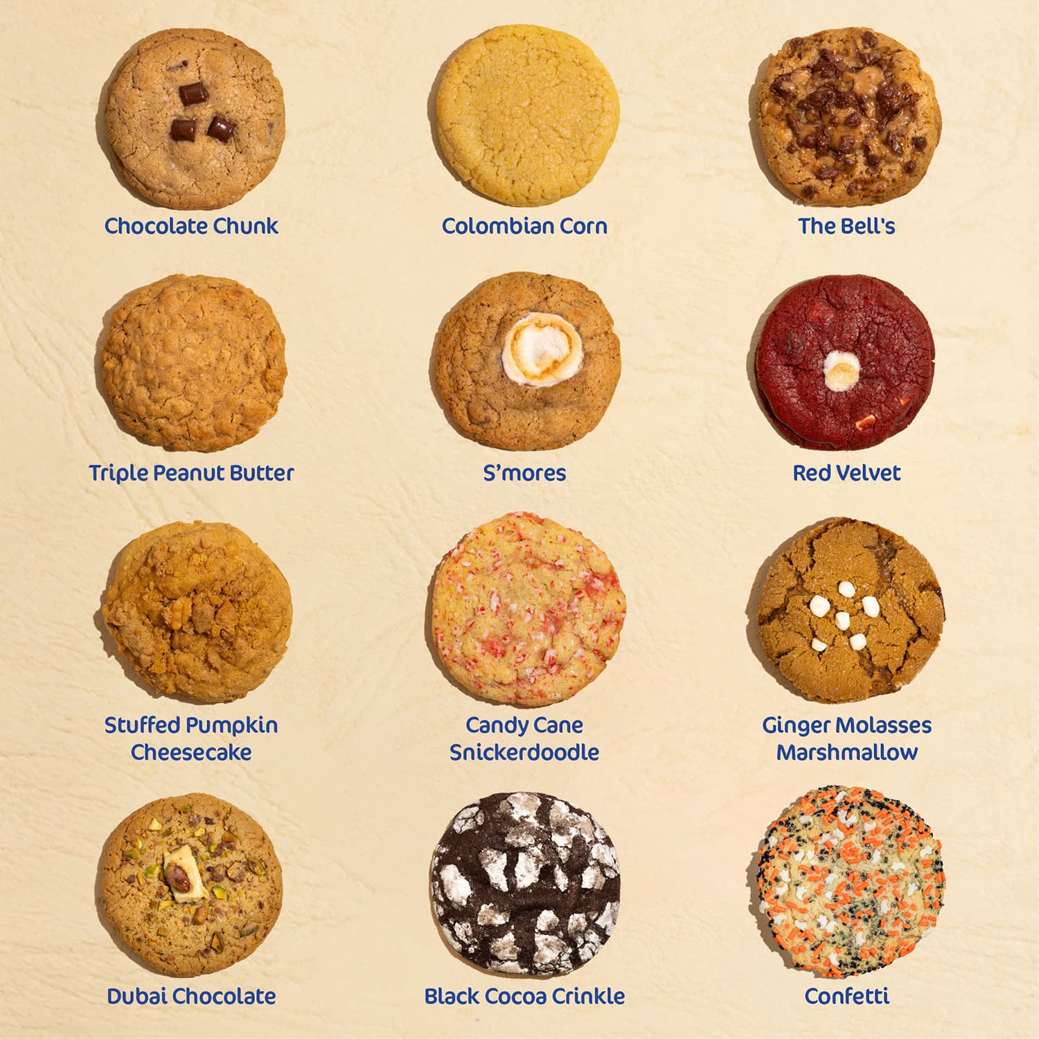classic and holiday cookie menu