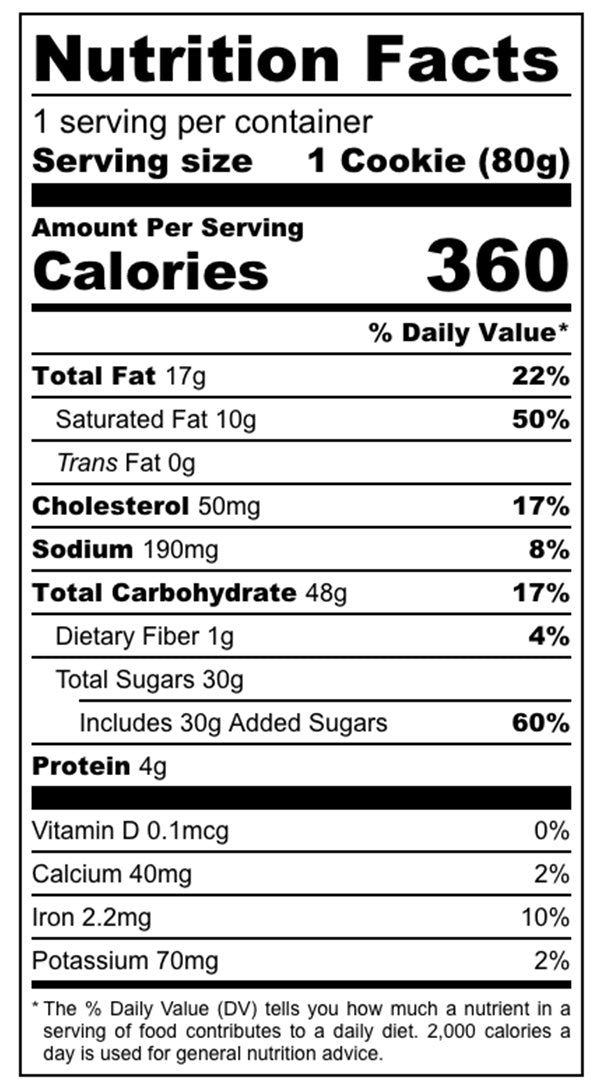 Nutrition facts Chocolate Chunk x6