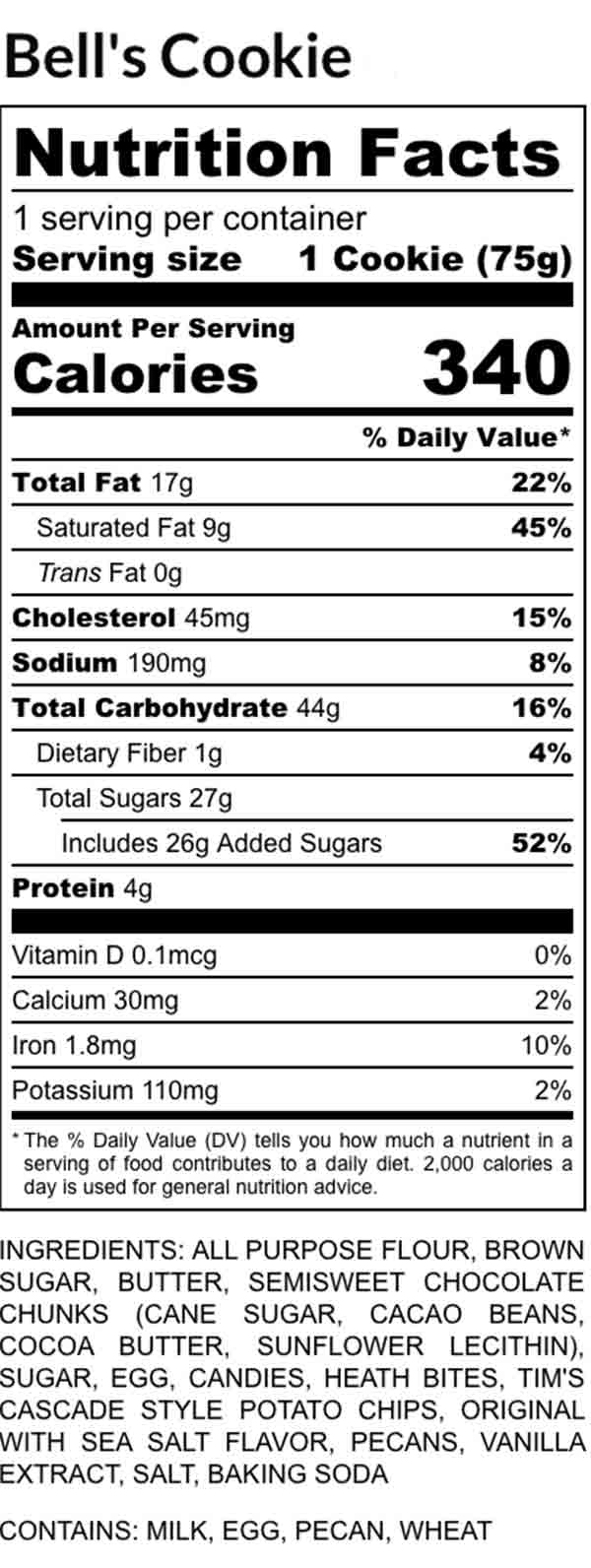 Nutrition facts The Bell's x6