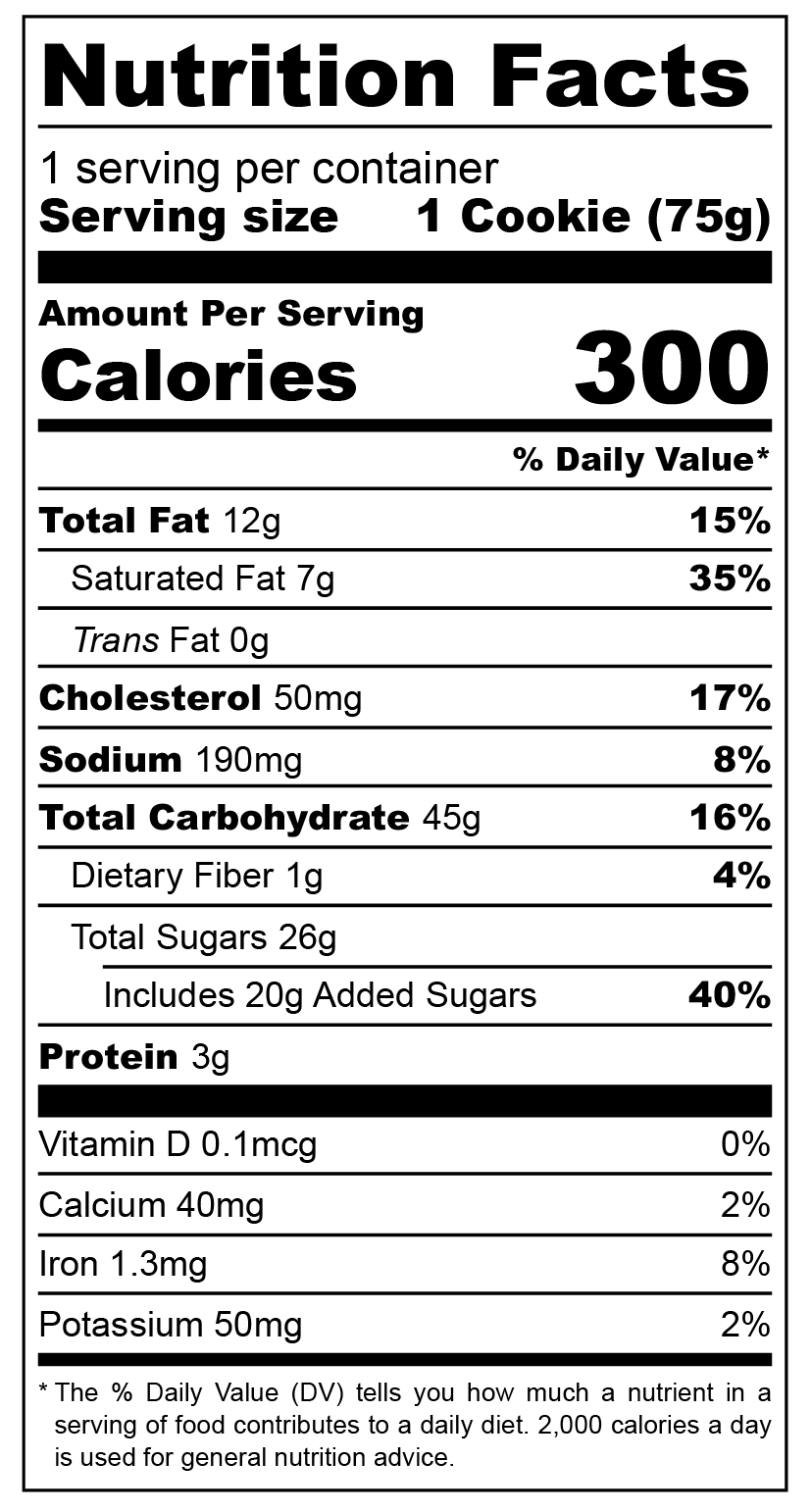 Nutrition facts Halloween Confetti x6