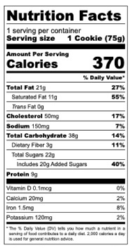 Triple Peanut Butter Cookie Nutrition Label